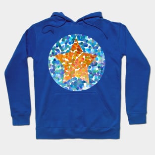 Gold Dotty Star on Blue Hoodie